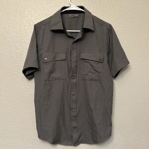 GoLite Shirt Mens Gray Short Sleeve Snap Front Outdoor Hiking Fishing size Sm